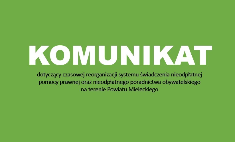 Powiat Mielec: Komunikat ws. nieodpłatnej pomocy prawnej