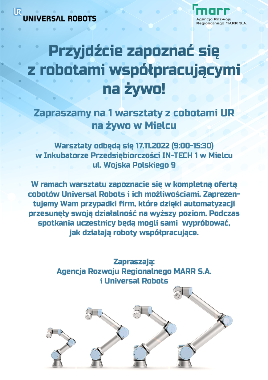 Powiat Mielec: Przyjdźcie zapoznać się z robotami współpracującymi na żywo!