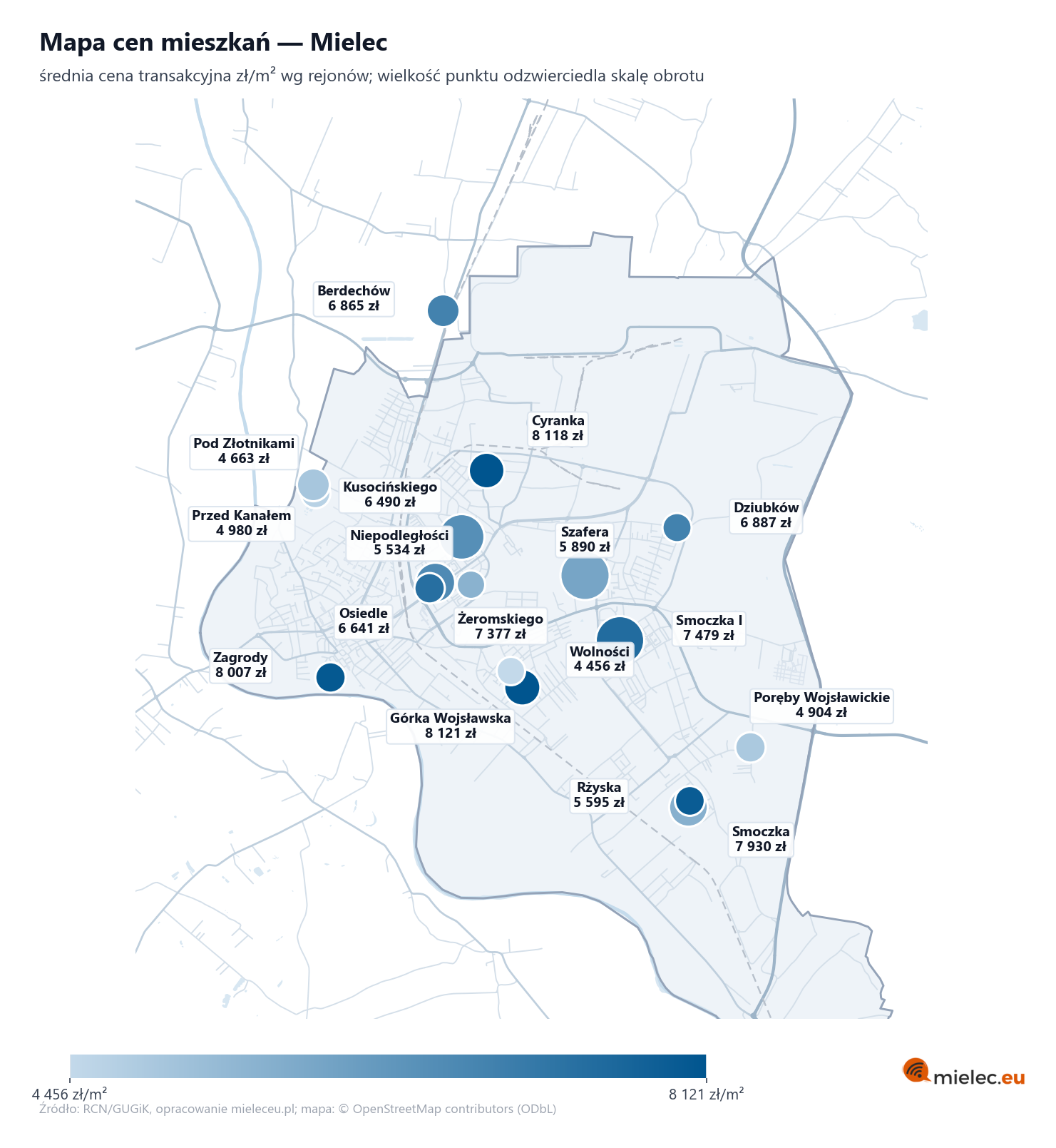 Mapa cen mieszkań - Mielec