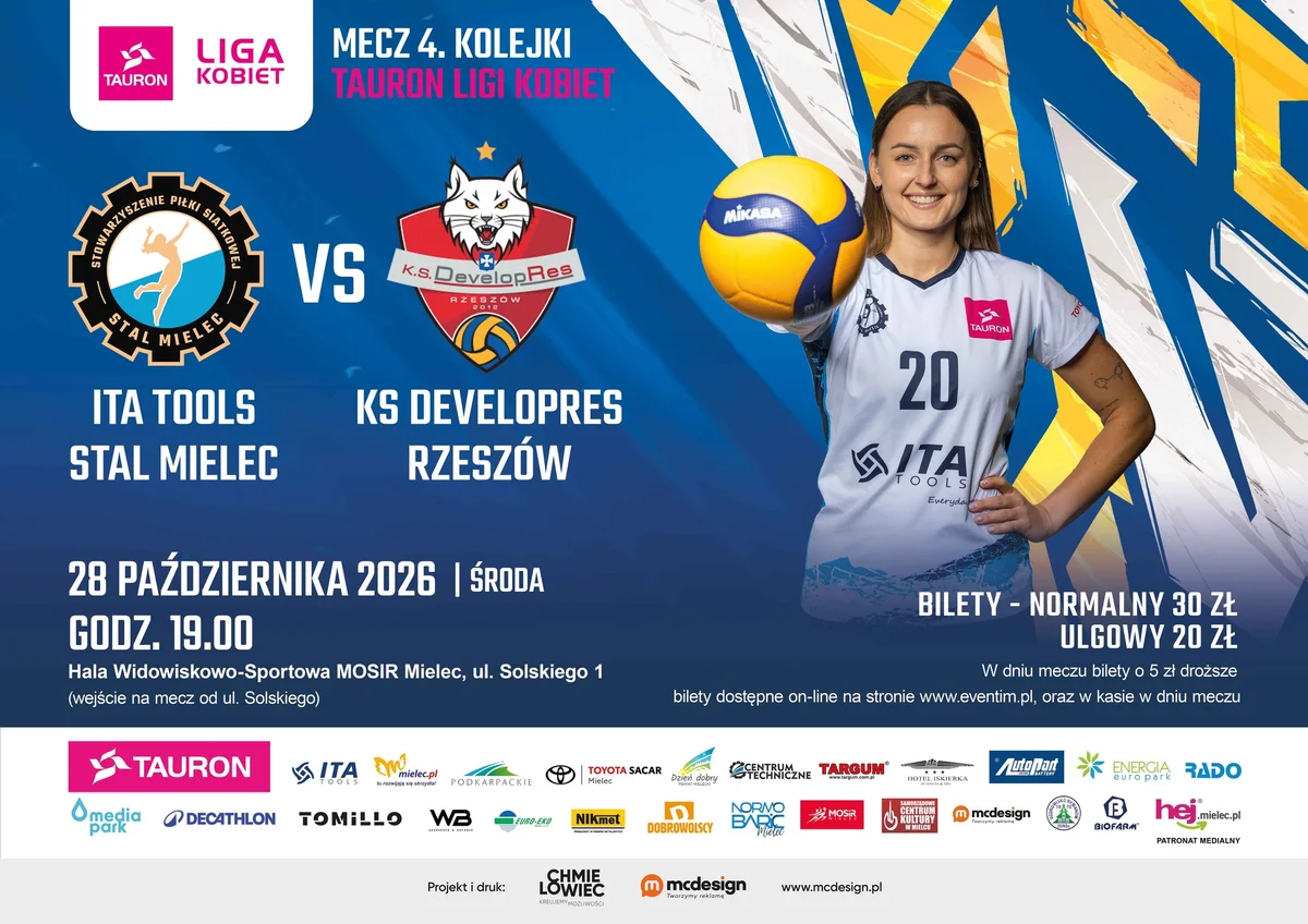Grafika promocyjna wydarzenia Derby Podkarpacia: Stal Mielec – DevelopRes Rzeszów