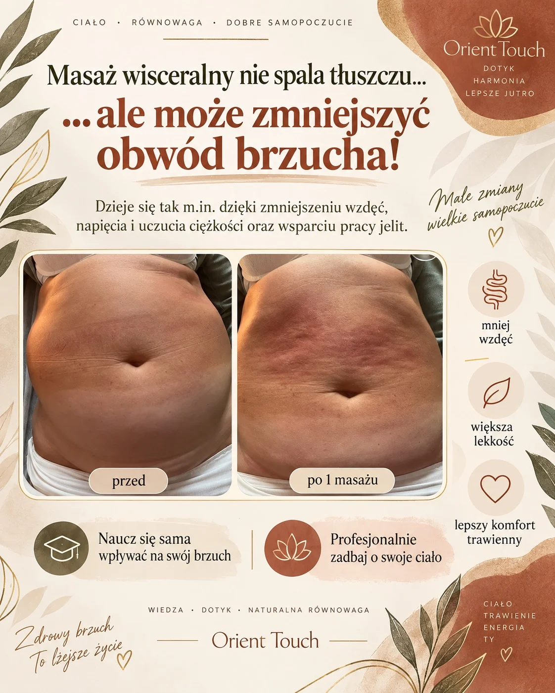 Grafika promocyjna wydarzenia Jak zadbać o swój brzuch? Warsztaty masażu wisceralnego