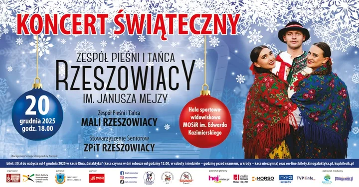 Grafika promocyjna wydarzenia Koncert świąteczny ZPiT „Rzeszowiacy” im. Janusza Mejzy w MOSiR Mielec