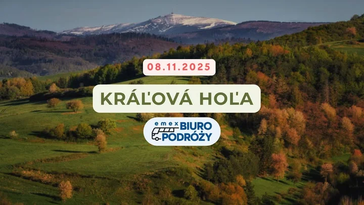 Grafika promocyjna wydarzenia Králová Hola – trekking na najwyższy szczyt Niżnych Tatr