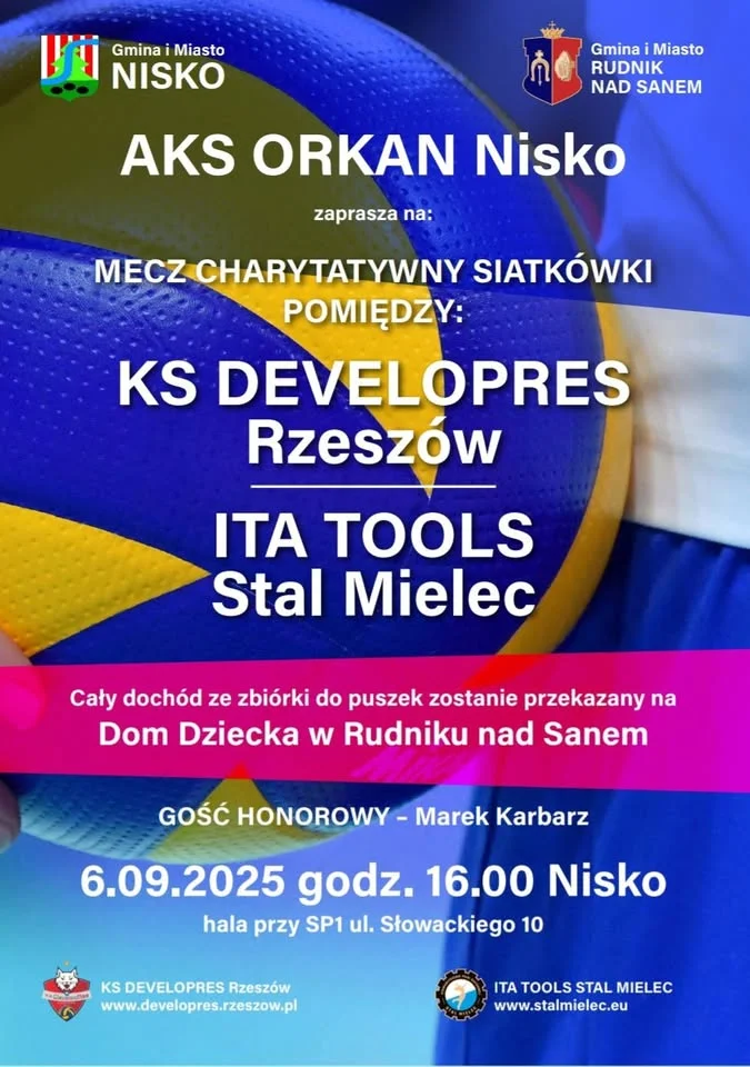 Obrazek przedstawia grafikę promocyjną wydarzenia Mecz siatkarski KS Developres Rzeszów kontra ITA Tools Stal Mielec w Nisku