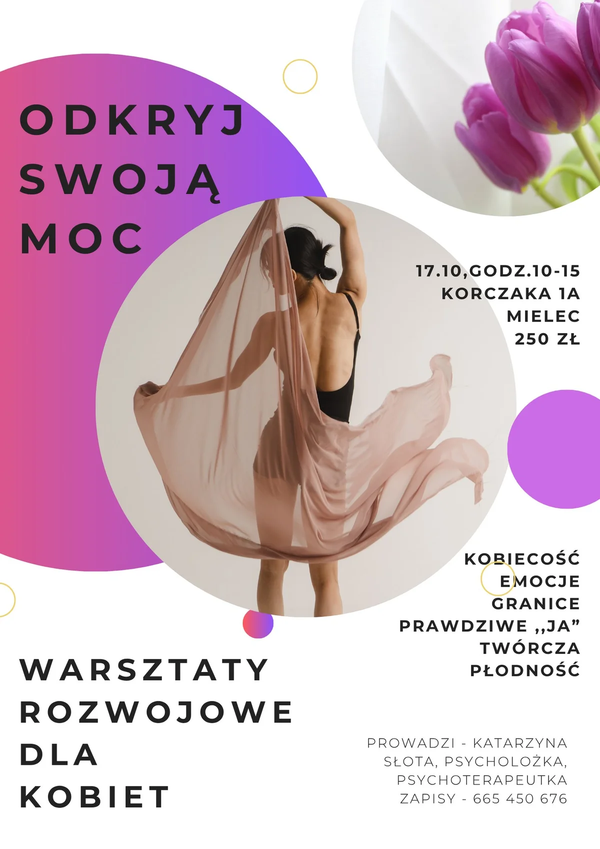 Grafika promocyjna wydarzenia Odkryj swoją MOC – warsztaty rozwojowe