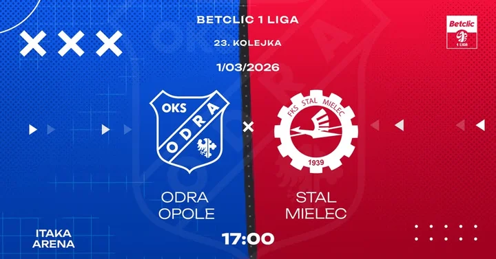 Grafika promocyjna wydarzenia Odra Opole — Stal Mielec: mecz 1 marca 2026 w Itaka Arena