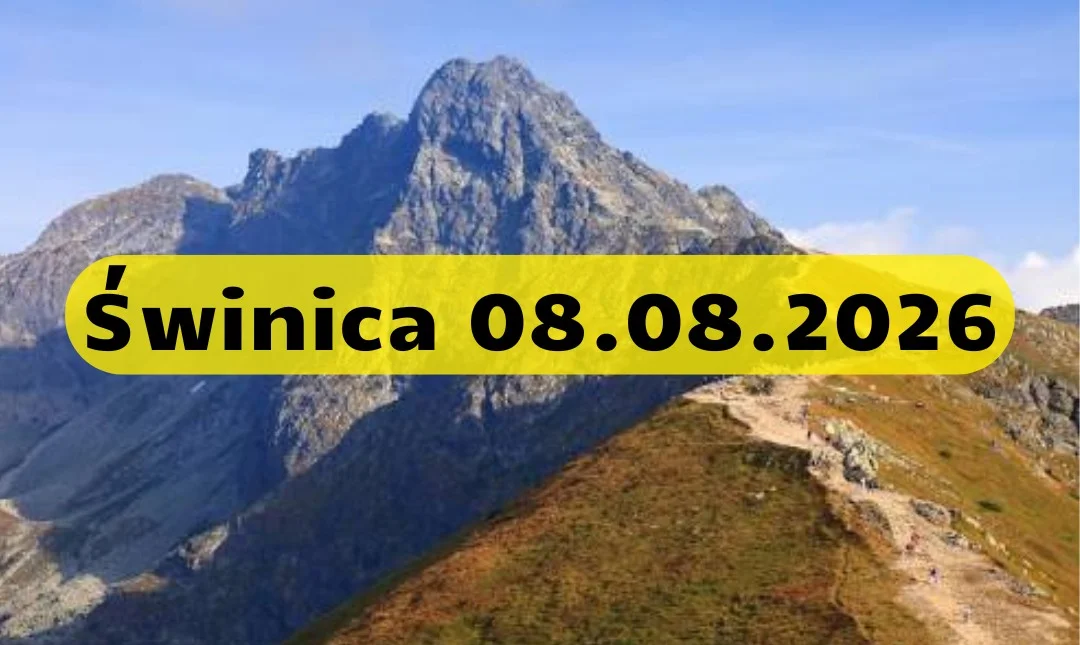 Grafika promocyjna wydarzenia Świnica 08.08.2026 – górska wyprawa z Kasprowego Wierchu na jeden z najpiękniejszych szczytów Tatr