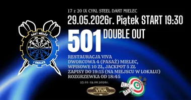 Grafika promocyjna wydarzenia 17. turniej 501 DO w IX Cyklu Steel Dart Mielec