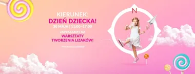 Grafika promocyjna wydarzenia Dzień Dziecka w Galerii Navigator: warsztaty tworzenia lizaków w Fabryce Lizaka