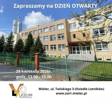 Grafika promocyjna wydarzenia Dzień Otwarty w Mielcu przy ul. Tańskiego 3