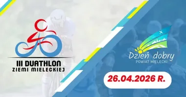 Grafika promocyjna wydarzenia III Duathlon Ziemi Mieleckiej — 26 kwietnia w Mielcu