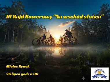 Grafika promocyjna wydarzenia III Rajd Rowerowy „Na wschód słońca” nad zalewem