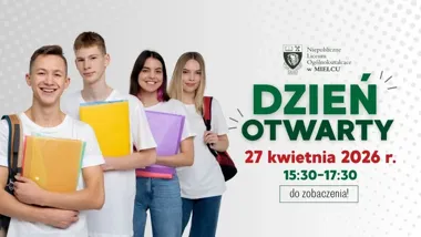 Grafika promocyjna wydarzenia Dzień otwarty w NLO Mielec – poznaj szkołę, w której liczy się każdy uczeń