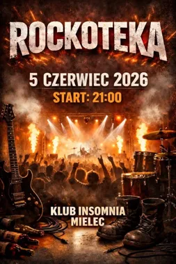 Grafika promocyjna wydarzenia ROCKOTEKA 2026 — jedyna taka noc w INSOMNIA KLUB MIELEC