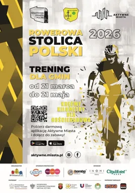 Grafika promocyjna wydarzenia Rowerowa Stolica Polski w Mielcu. Miasto znów kręci kilometry