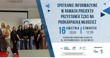 Grafika promocyjna wydarzenia Spotkanie informacyjne „Przystanek – Czas na Podkarpacką Młodzież!” w Mielcu