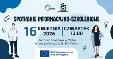 Grafika promocyjna wydarzenia Spotkanie informacyjno-szkoleniowe „Młodzi dla Przedsiębiorczości” w Mielcu