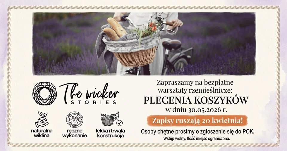 Grafika promocyjna wydarzenia Warsztaty rzemieślnicze The Wicker Stories w Mielcu