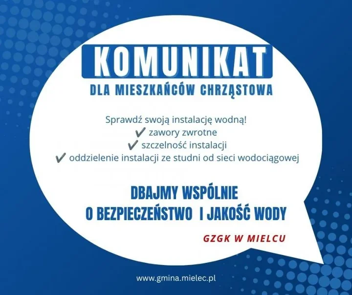 Bakterie coli w wodociągu w Chrząstowie. Gmina apeluje o pilną kontrolę instalacji