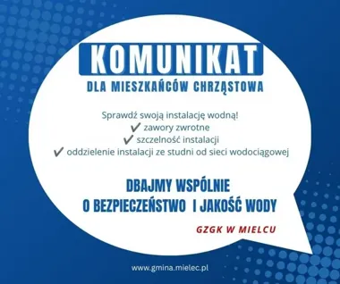 Bakterie coli w wodociągu w Chrząstowie. Gmina apeluje o pilną kontrolę instalacji