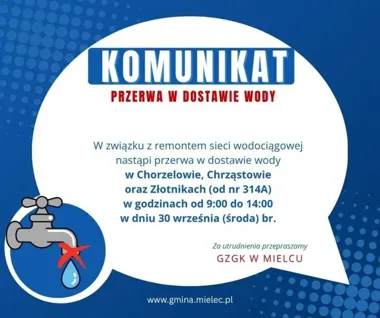 Remont sieci wodociągowej odetnie wodę w trzech miejscowościach gminy Mielec