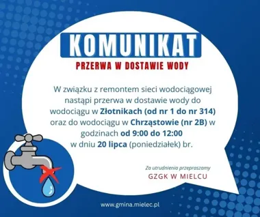 Remont sieci odetnie wodę w Złotnikach i Chrząstowie