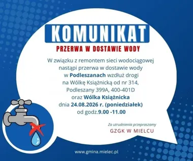 Remont sieci odetnie wodę. Utrudnienia w Podleszanach i Wólce