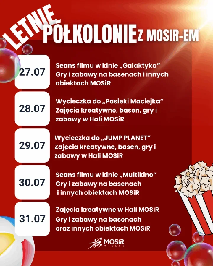 V turnus z MOSiR-em prowadzi dzieci przez basen, kino i Jump Planet