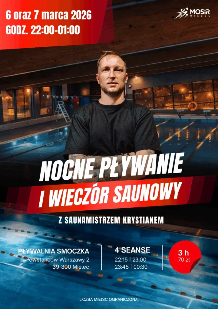 Nocne pływanie i seanse saunowe na Pływalni Smoczka - weekend relaksu
