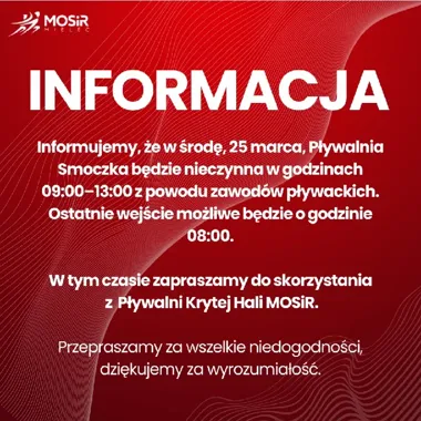 Smoczka zrobi przerwę w środku dnia. Basen zamykają przez zawody