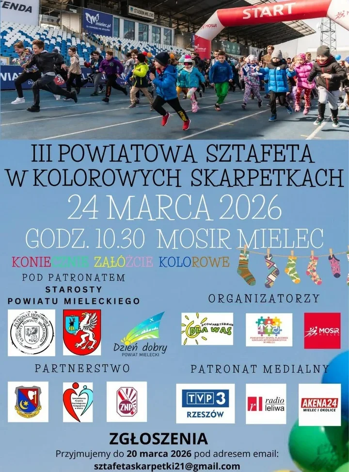 Kolorowe skarpetki na torze – Mielec szykuje sztafetę dla integracji