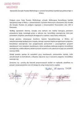 Powiat zabrał głos w sprawie szpitala. W tle konsolidacja