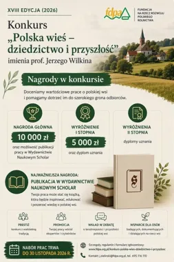 10 tys. zł i publikacja książki za pracę o polskiej wsi