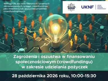 KNF ostrzega przed oszustwami w crowdfundingu. Bezpłatne webinarium online