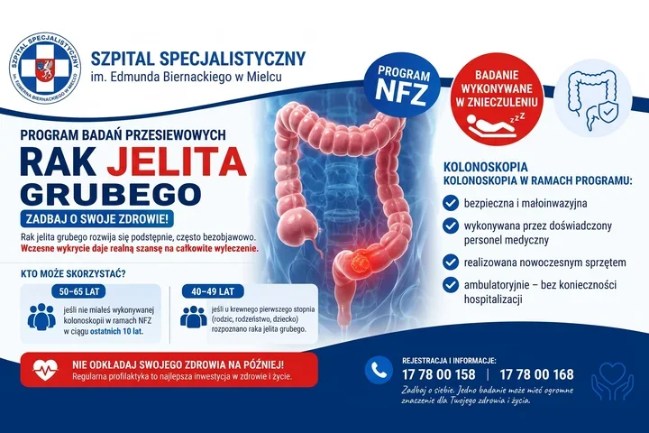 Rak jelita grubego może nie dawać objawów. W Mielcu dostępna jest bezpłatna kolonoskopia